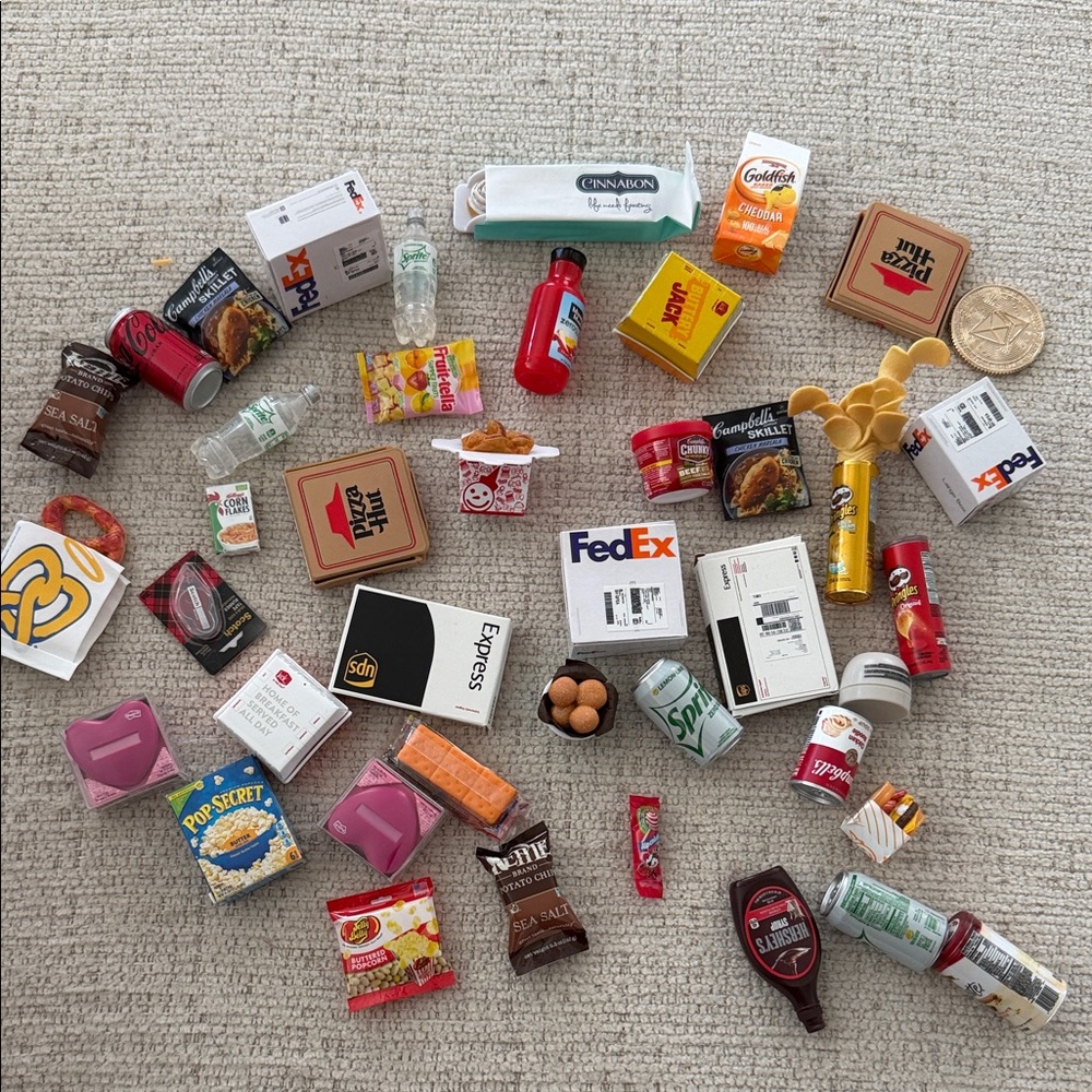 Miniature Party Favor Food & Drink Toy Set - Multicolor Play Pieces